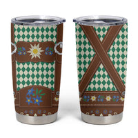 Lederhosen Oktoberfest Tumbler Cup Green Edelweiss Floral Polka Dots - Wonder Print Shop