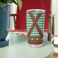 Lederhosen Oktoberfest Tumbler Cup Green Edelweiss Floral Polka Dots - Wonder Print Shop