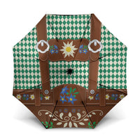 Lederhosen Oktoberfest Umbrella Green Edelweiss Floral Polka Dots - Wonder Print Shop