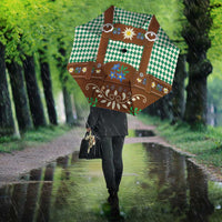 Lederhosen Oktoberfest Umbrella Green Edelweiss Floral Polka Dots - Wonder Print Shop