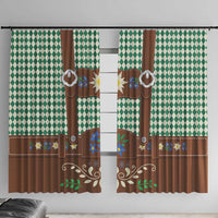 Lederhosen Oktoberfest Window Curtain Green Edelweiss Floral Polka Dots - Wonder Print Shop