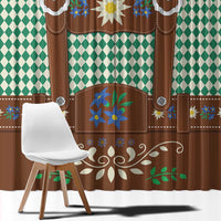 Lederhosen Oktoberfest Window Curtain Green Edelweiss Floral Polka Dots - Wonder Print Shop