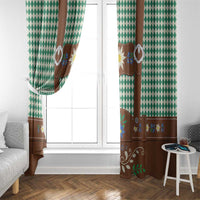 Lederhosen Oktoberfest Window Curtain Green Edelweiss Floral Polka Dots - Wonder Print Shop