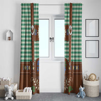 Lederhosen Oktoberfest Window Curtain Green Edelweiss Floral Polka Dots - Wonder Print Shop