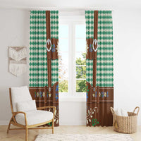 Lederhosen Oktoberfest Window Curtain Green Edelweiss Floral Polka Dots - Wonder Print Shop