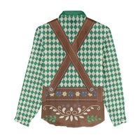 Lederhosen Oktoberfest Women Casual Shirt Green Edelweiss Floral Polka Dots - Wonder Print Shop
