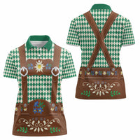 Lederhosen Oktoberfest Women Polo Shirt Green Edelweiss Floral Polka Dots - Wonder Print Shop