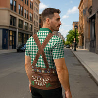 Lederhosen Oktoberfest Zipper Polo Shirt Green Edelweiss Floral Polka Dots - Wonder Print Shop