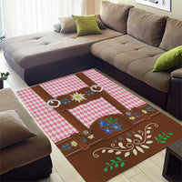 Lederhosen Oktoberfest Area Rug Pink Edelweiss Floral Polka Dots - Wonder Print Shop