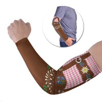 Lederhosen Oktoberfest Arm Sleeves Pink Edelweiss Floral Polka Dots - Wonder Print Shop