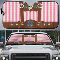 Lederhosen Oktoberfest Auto Sun Shade Pink Edelweiss Floral Polka Dots - Wonder Print Shop