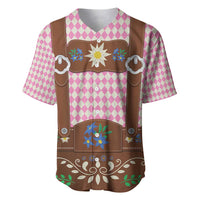 Lederhosen Oktoberfest Baseball Jersey Pink Edelweiss Floral Polka Dots - Wonder Print Shop
