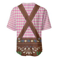 Lederhosen Oktoberfest Baseball Jersey Pink Edelweiss Floral Polka Dots - Wonder Print Shop