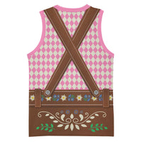 Lederhosen Oktoberfest Basketball Jersey Pink Edelweiss Floral Polka Dots - Wonder Print Shop
