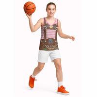Lederhosen Oktoberfest Basketball Jersey Pink Edelweiss Floral Polka Dots - Wonder Print Shop
