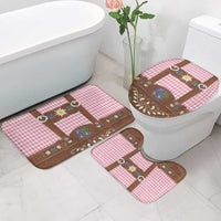 Lederhosen Oktoberfest Bathroom Set Pink Edelweiss Floral Polka Dots - Wonder Print Shop
