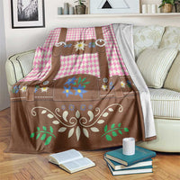 Lederhosen Oktoberfest Blanket Pink Edelweiss Floral Polka Dots - Wonder Print Shop