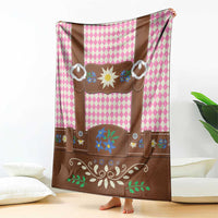 Lederhosen Oktoberfest Blanket Pink Edelweiss Floral Polka Dots - Wonder Print Shop