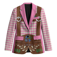 Lederhosen Oktoberfest Blazer Pink Edelweiss Floral Polka Dots - Wonder Print Shop