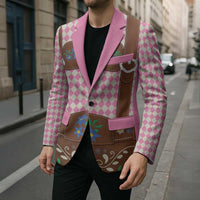 Lederhosen Oktoberfest Blazer Pink Edelweiss Floral Polka Dots - Wonder Print Shop