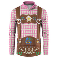 Lederhosen Oktoberfest Button Sweatshirt Pink Edelweiss Floral Polka Dots - Wonder Print Shop