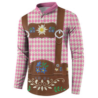 Lederhosen Oktoberfest Button Sweatshirt Pink Edelweiss Floral Polka Dots - Wonder Print Shop