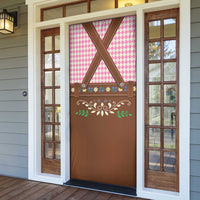 Lederhosen Oktoberfest Door Cover Pink Edelweiss Floral Polka Dots - Wonder Print Shop