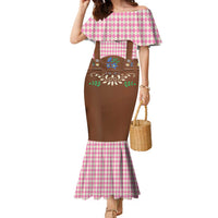 Lederhosen Oktoberfest Family Matching Mermaid Dress and Hawaiian Shirt Pink Edelweiss Floral Polka Dots - Wonder Print Shop