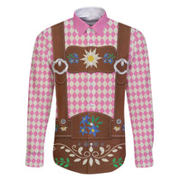 Lederhosen Oktoberfest Family Matching Puletasi and Hawaiian Shirt Pink Edelweiss Floral Polka Dots - Wonder Print Shop
