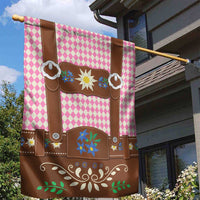 Lederhosen Oktoberfest Garden Flag Pink Edelweiss Floral Polka Dots - Wonder Print Shop