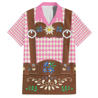 Lederhosen Oktoberfest Hawaiian Shirt Pink Edelweiss Floral Polka Dots - Wonder Print Shop