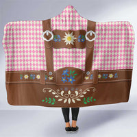 Lederhosen Oktoberfest Hooded Blanket Pink Edelweiss Floral Polka Dots - Wonder Print Shop