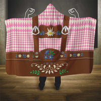 Lederhosen Oktoberfest Hooded Blanket Pink Edelweiss Floral Polka Dots - Wonder Print Shop