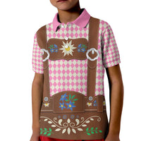Lederhosen Oktoberfest Kid Polo Shirt Pink Edelweiss Floral Polka Dots - Wonder Print Shop