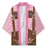 Lederhosen Oktoberfest Kimono Pink Edelweiss Floral Polka Dots - Wonder Print Shop