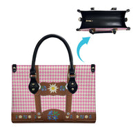 Lederhosen Oktoberfest Leather Bag Pink Edelweiss Floral Polka Dots - Wonder Print Shop