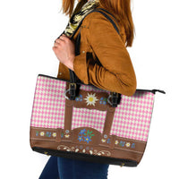 Lederhosen Oktoberfest Leather Tote Bag Pink Edelweiss Floral Polka Dots - Wonder Print Shop