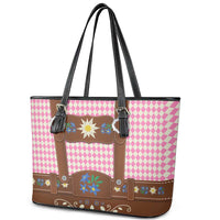 Lederhosen Oktoberfest Leather Tote Bag Pink Edelweiss Floral Polka Dots - Wonder Print Shop
