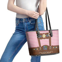 Lederhosen Oktoberfest Leather Tote Bag Pink Edelweiss Floral Polka Dots - Wonder Print Shop