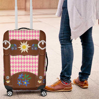 Lederhosen Oktoberfest Luggage Cover Pink Edelweiss Floral Polka Dots - Wonder Print Shop