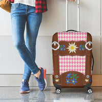 Lederhosen Oktoberfest Luggage Cover Pink Edelweiss Floral Polka Dots - Wonder Print Shop