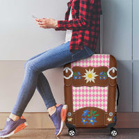 Lederhosen Oktoberfest Luggage Cover Pink Edelweiss Floral Polka Dots - Wonder Print Shop