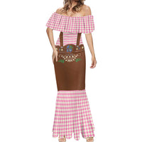 Lederhosen Oktoberfest Mermaid Dress Pink Edelweiss Floral Polka Dots - Wonder Print Shop