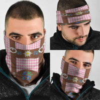 Lederhosen Oktoberfest Neck Gaiter Pink Edelweiss Floral Polka Dots - Wonder Print Shop