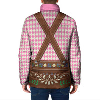 Lederhosen Oktoberfest Padded Jacket Pink Edelweiss Floral Polka Dots - Wonder Print Shop