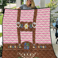 Lederhosen Oktoberfest Quilt Pink Edelweiss Floral Polka Dots - Wonder Print Shop