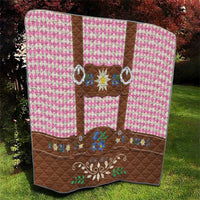 Lederhosen Oktoberfest Quilt Pink Edelweiss Floral Polka Dots - Wonder Print Shop