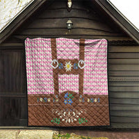 Lederhosen Oktoberfest Quilt Pink Edelweiss Floral Polka Dots - Wonder Print Shop