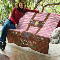 Lederhosen Oktoberfest Quilt Pink Edelweiss Floral Polka Dots - Wonder Print Shop