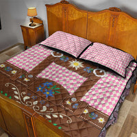 Lederhosen Oktoberfest Quilt Bed Set Pink Edelweiss Floral Polka Dots - Wonder Print Shop